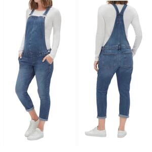 Gap Maternity Ankle Cropped Stretch Denim Jean Bib Overalls pants womens S new